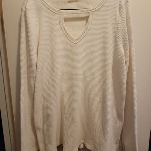 Long sleeve cream waffle top